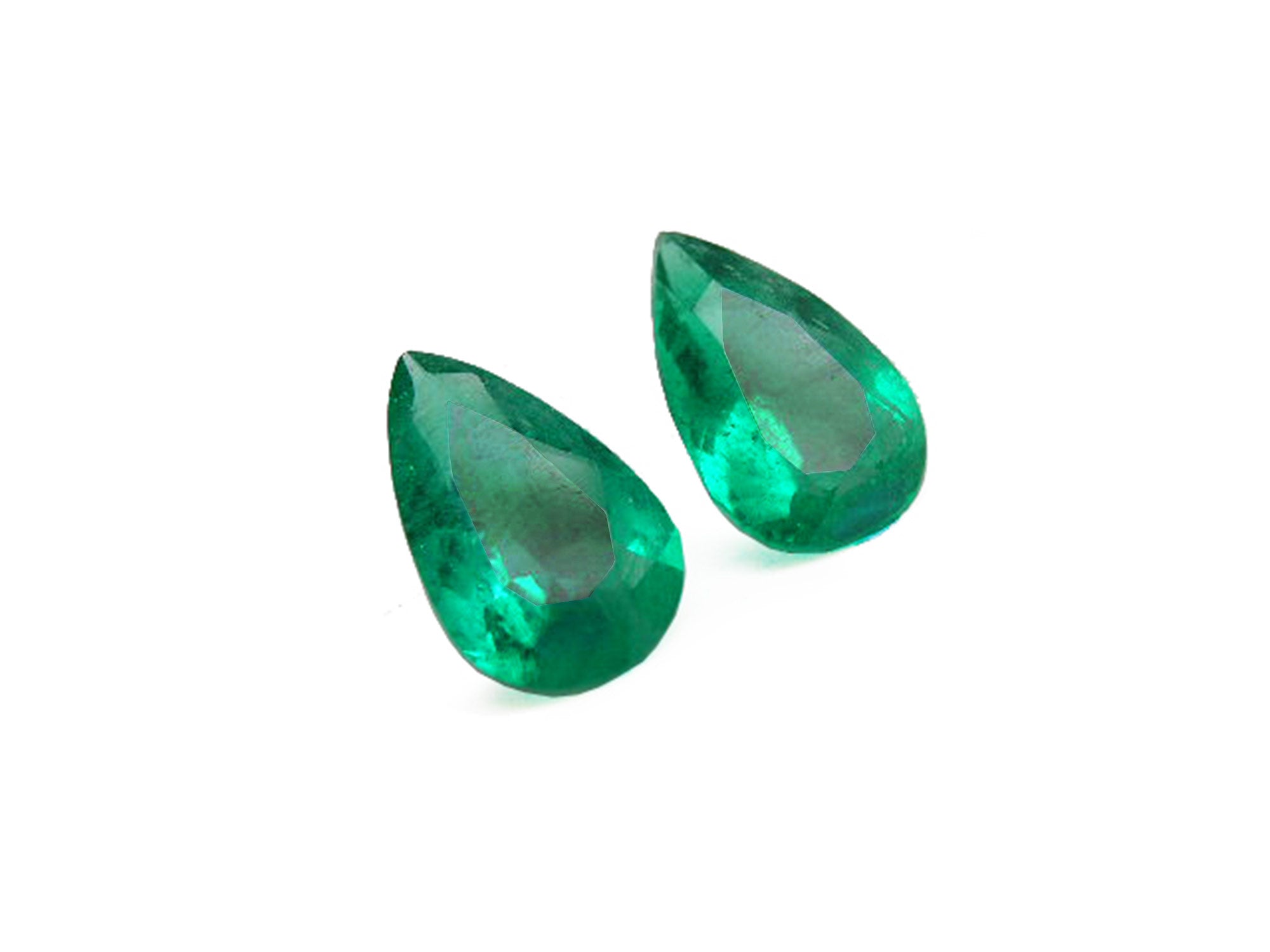 Pear shaped matched pair loose emeralds