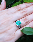 Cushion cut emerald ring