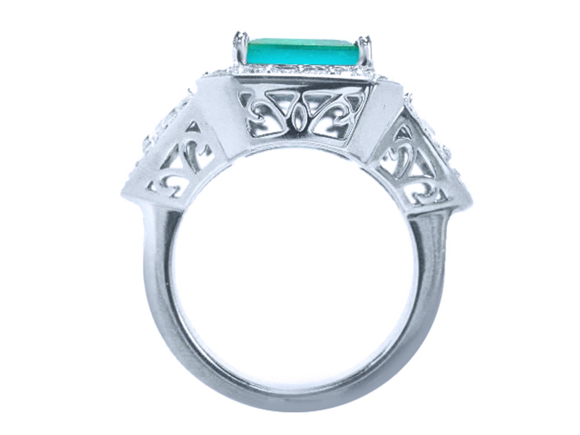 White gold emerald ring
