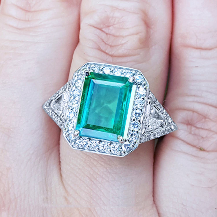 Emerald ring GIA certified natural