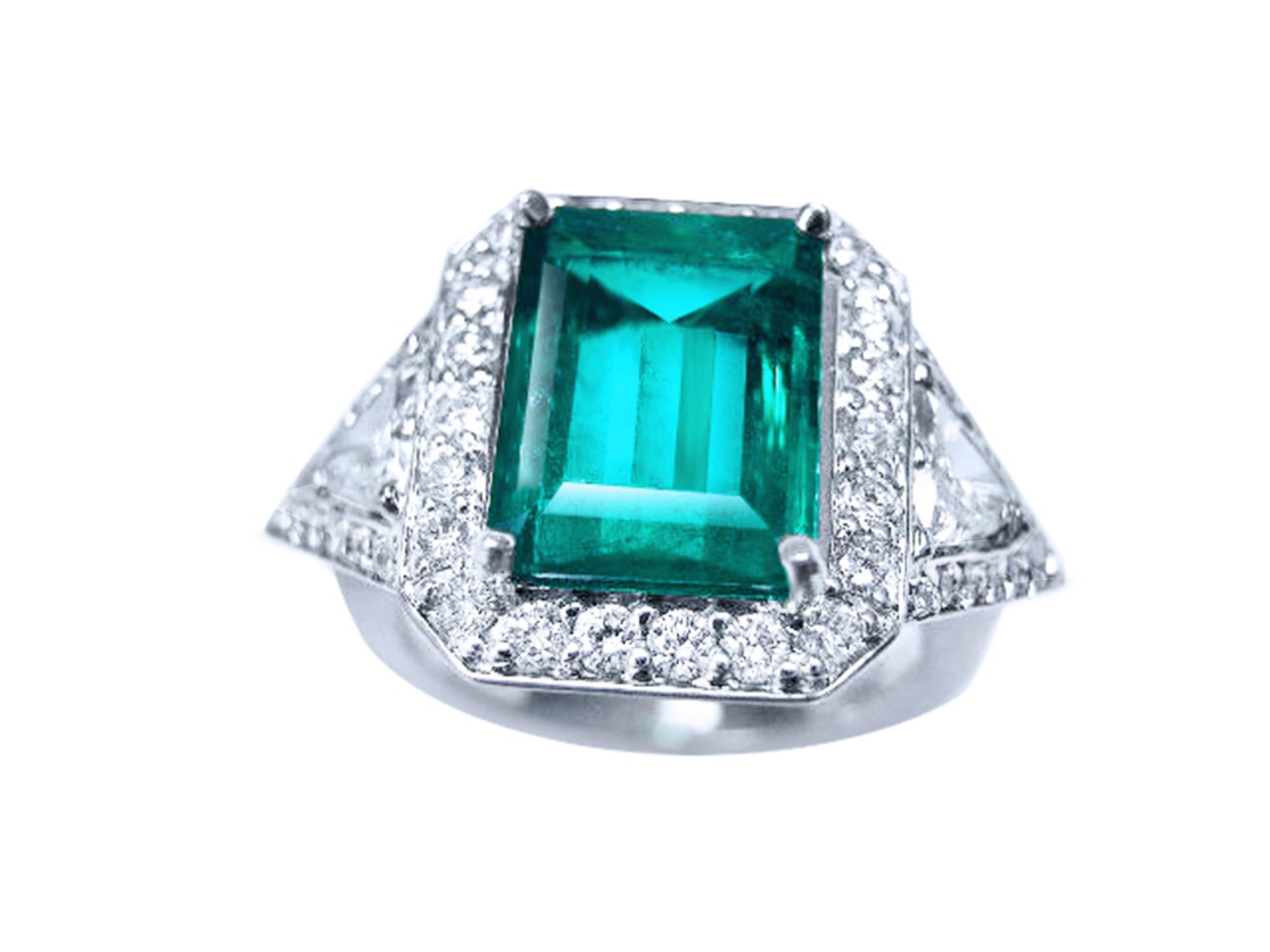 Anillo con genuina esmeralda colombiana certificada