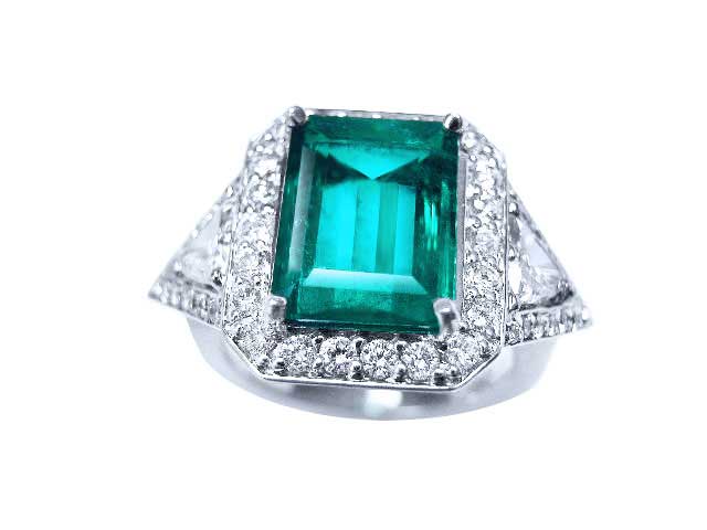 Esmeralda genuina de color verde azul en anillo de oro de 18k