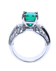 Anillo en oro blanco con esmeralda para dama
