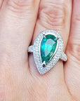 Genuina esmeralda Colombiana anillo de oro para mujer