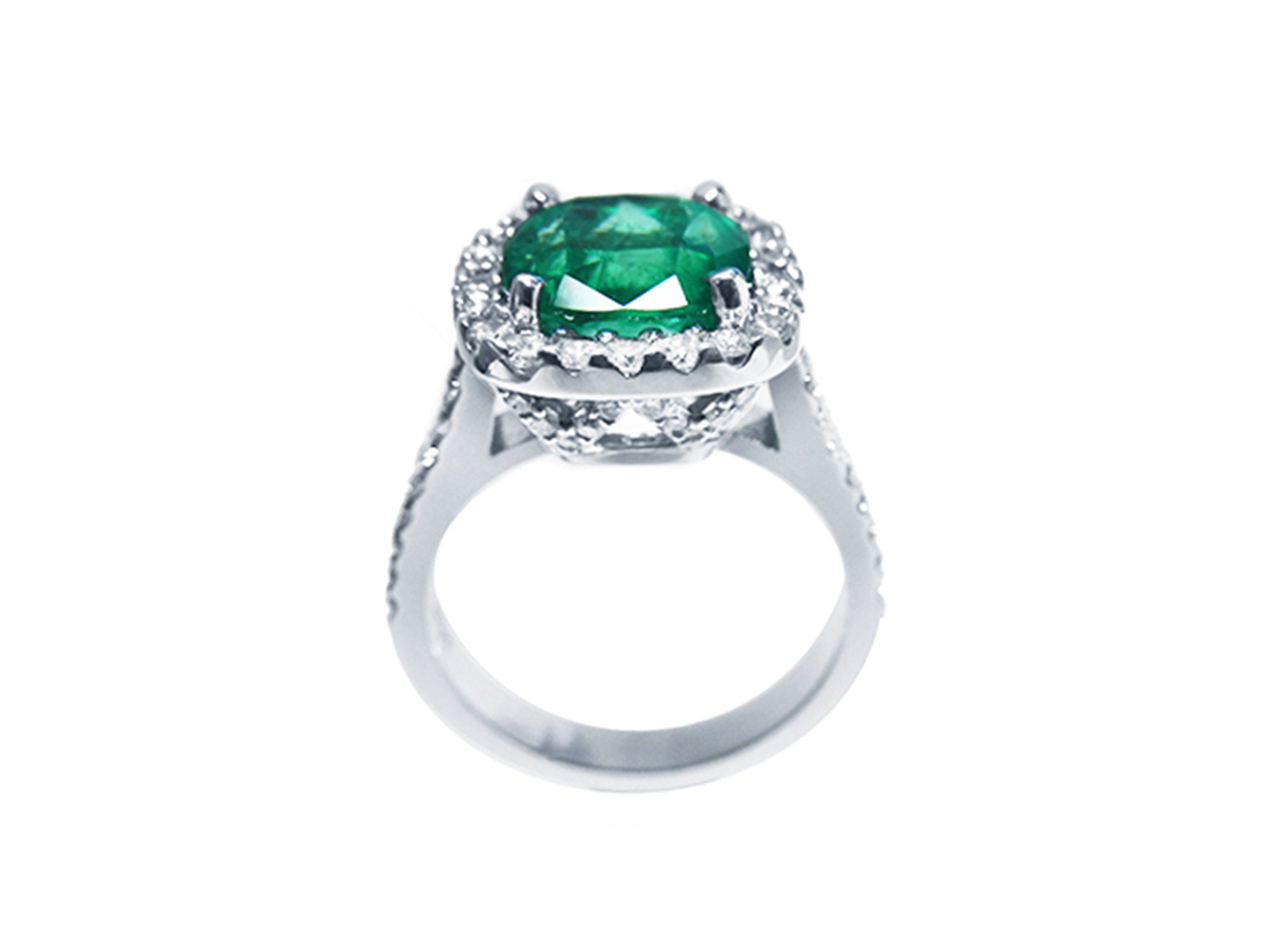 White gold emerald ring for women
