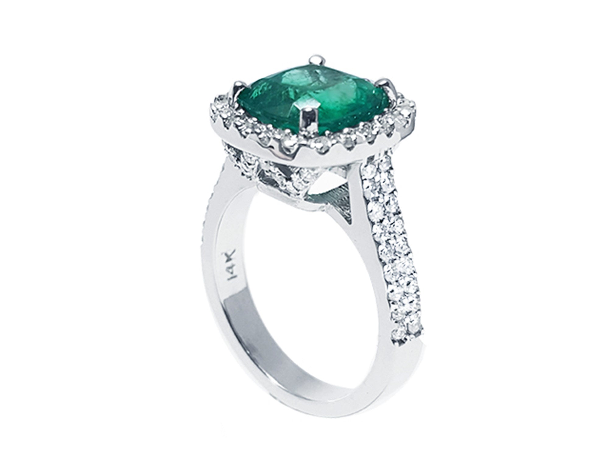 Emerald and diamond ladies ring