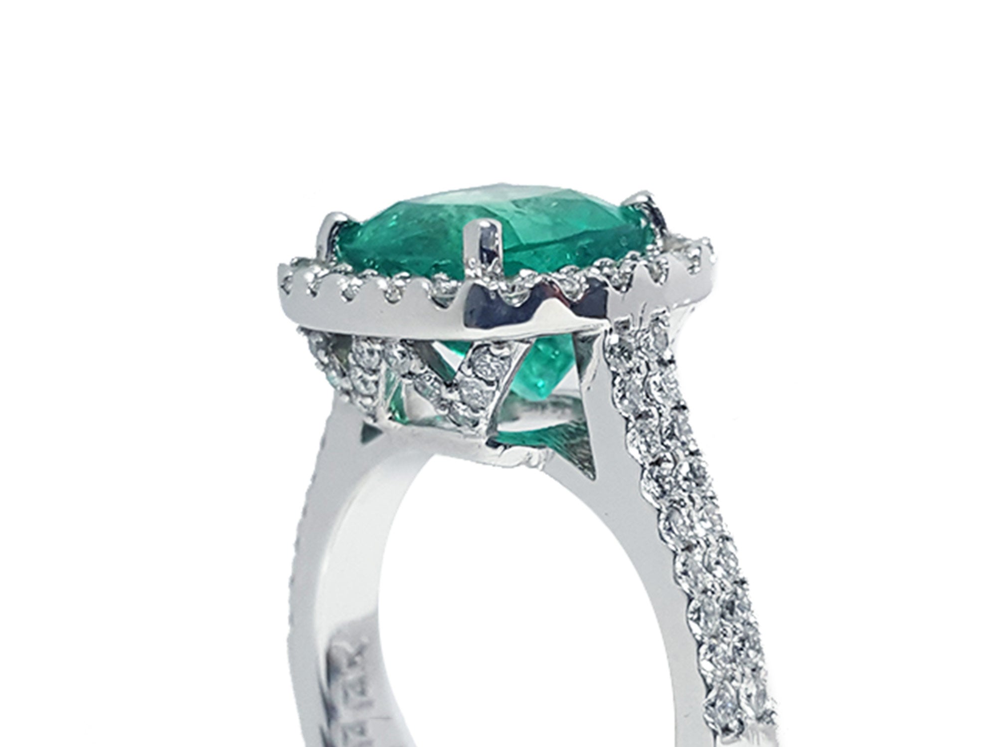 14k gold emerald and diamond ring 