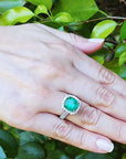 Cushion cut emerald rings