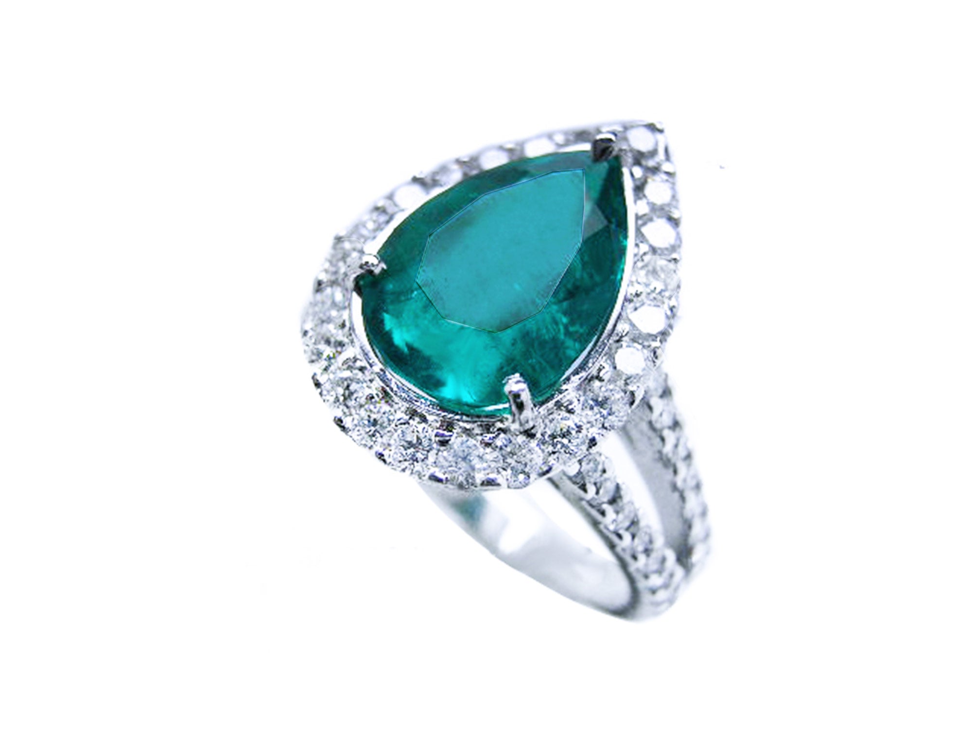 Anillo con esmeralda y diamantes para compromiso