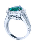 Anillo esmeralda corte pera para compromiso