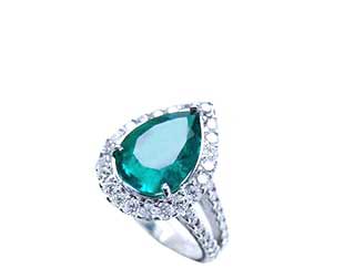 GIA Certified Pear Shaped Emerald Engagement Ring