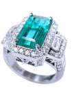 Natural Emerald-cut ladies emerald rings