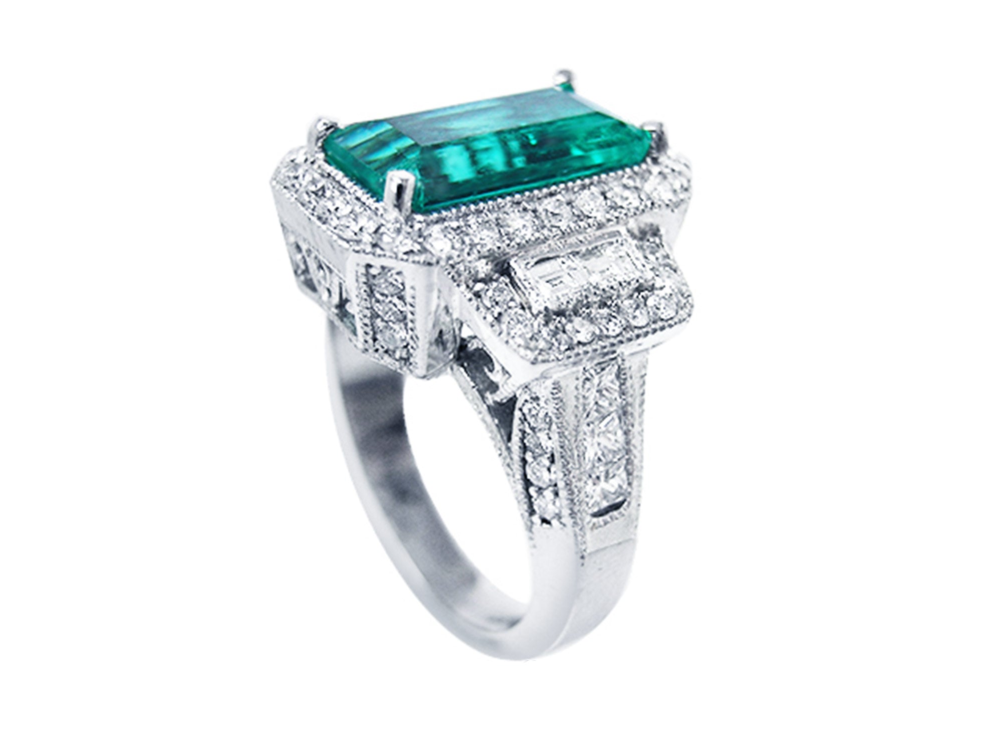 18k white gold emerald ring for women