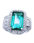 Ladies natural Colombian emerald engagement rings