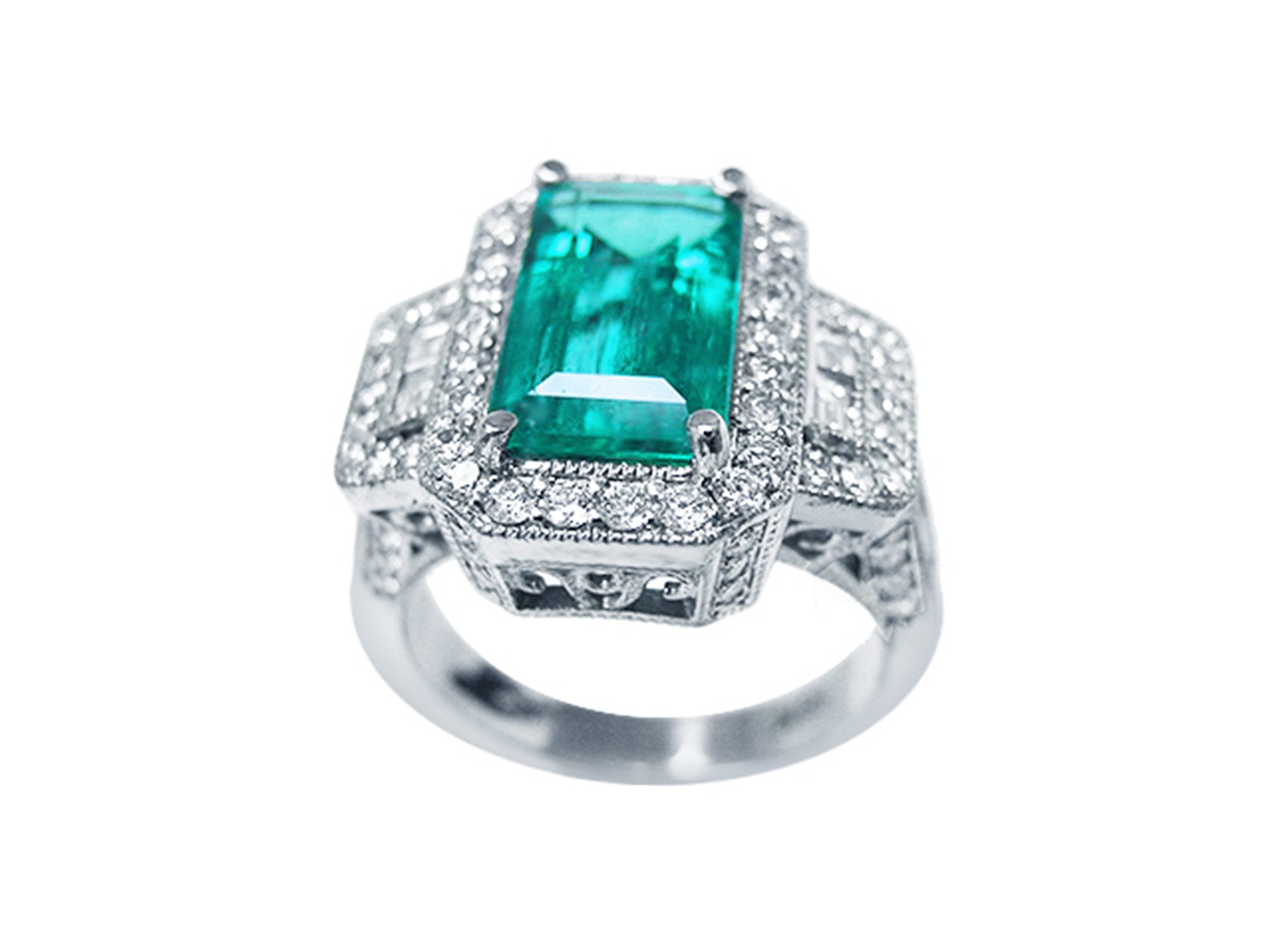 Emerald-cut emerald ring for women