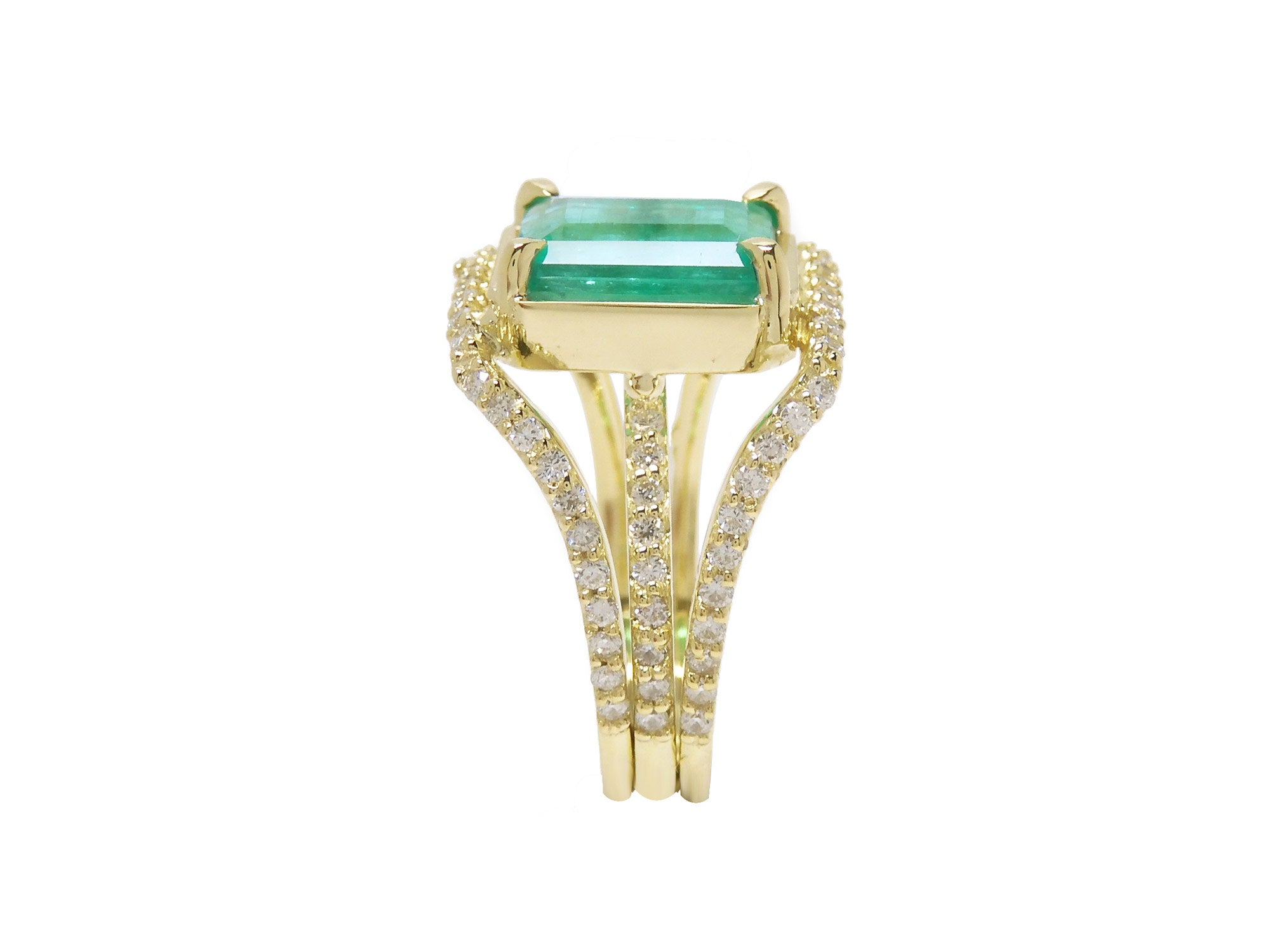 Yellow gold May birthstone ring for women