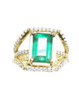 Anillo con esmeralda y diamantes genuinos como anillo de compromiso