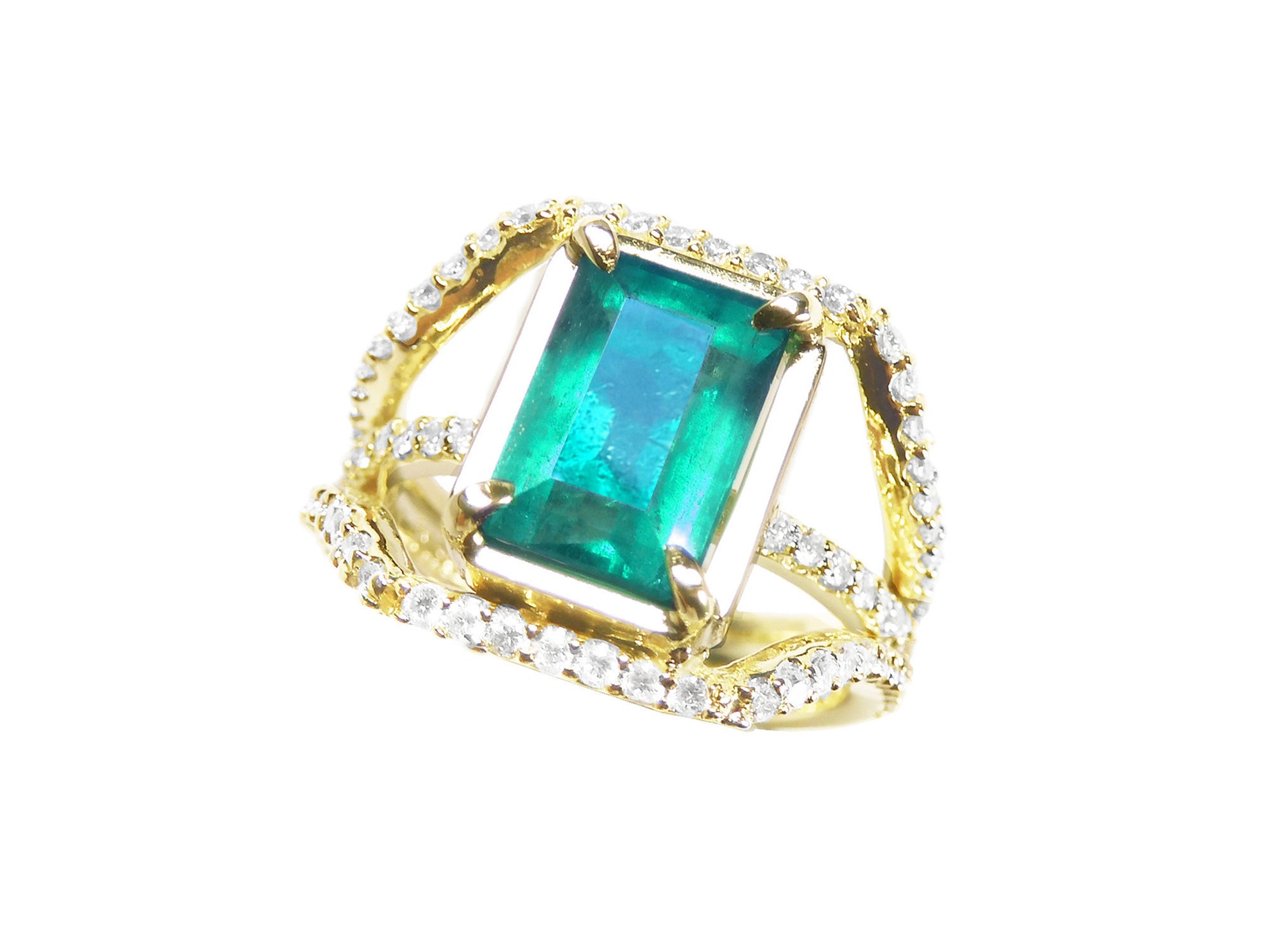 Emerald and diamond May birthstone ring