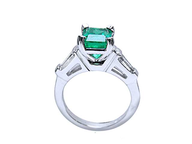 Emerald-cut Colombian emerald rings