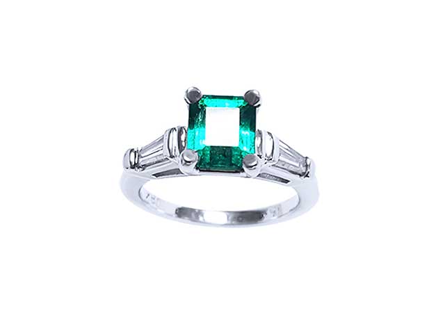 Emerald-cut real emerald rings for sale