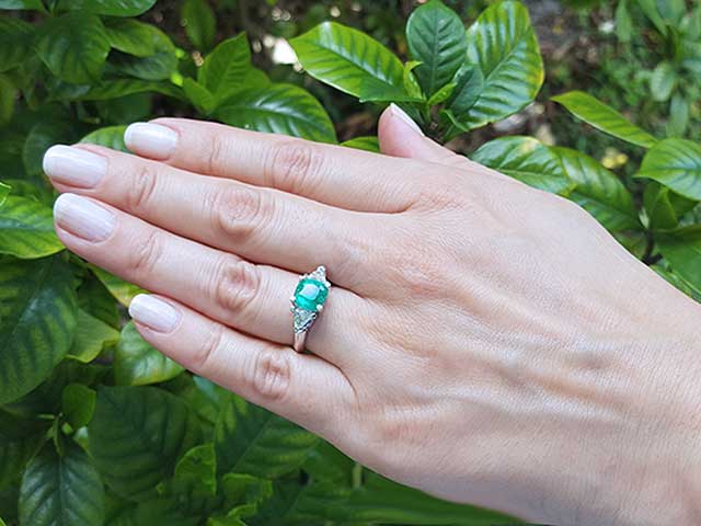 14K Solid gold emerald engagement rings