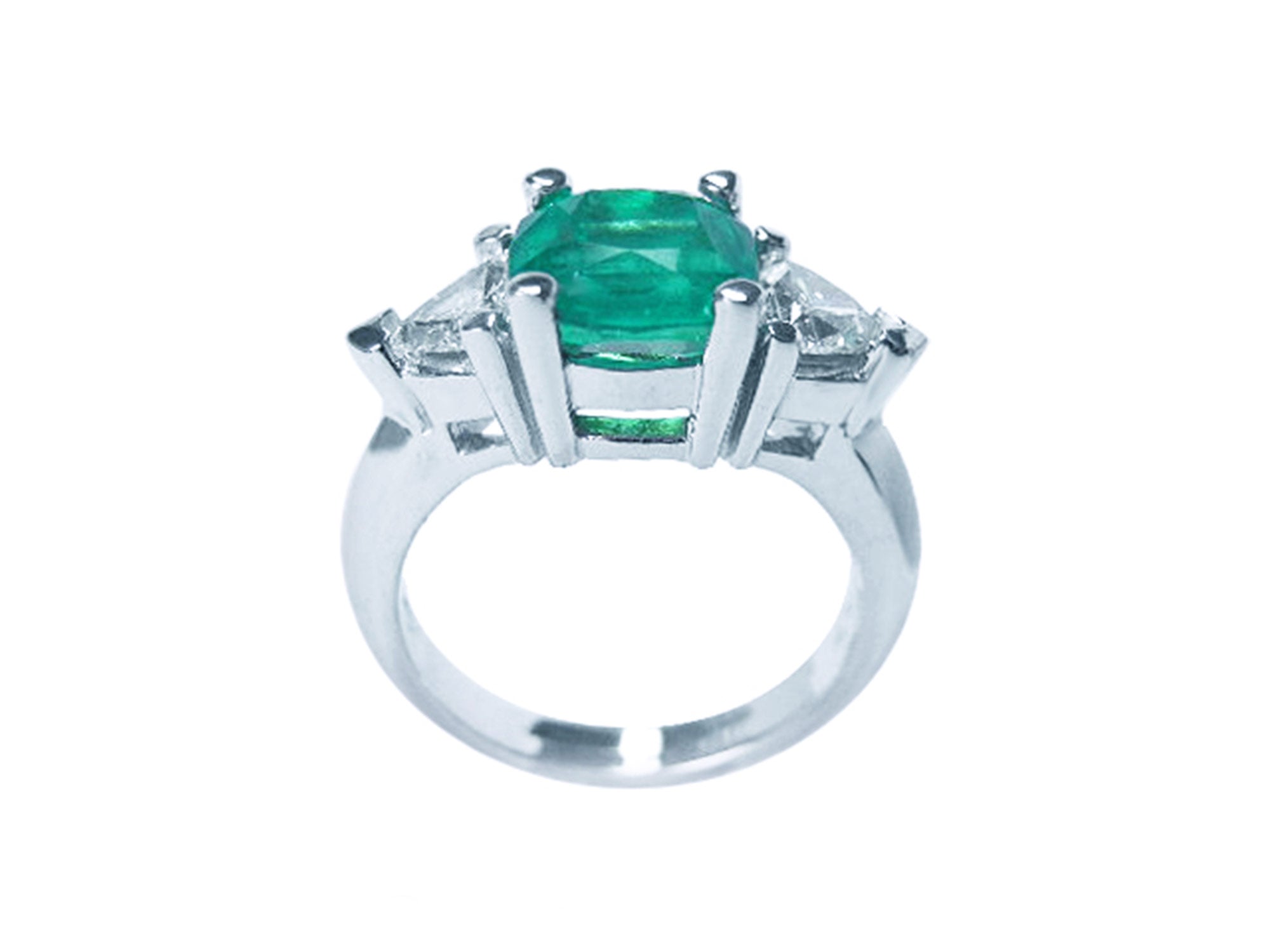 14k gold emerald three stone ring for women 