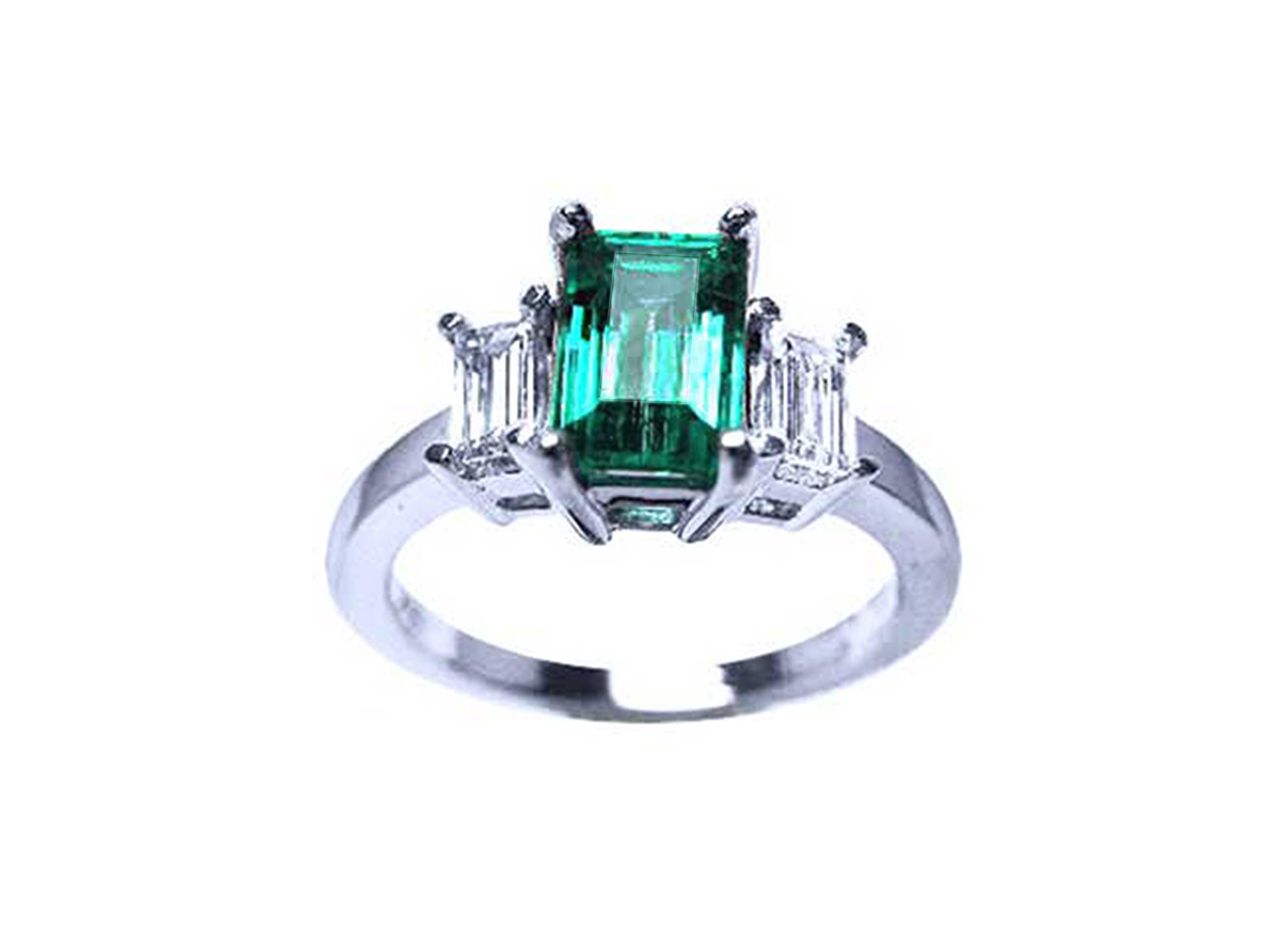 Women's emerald three stone rings