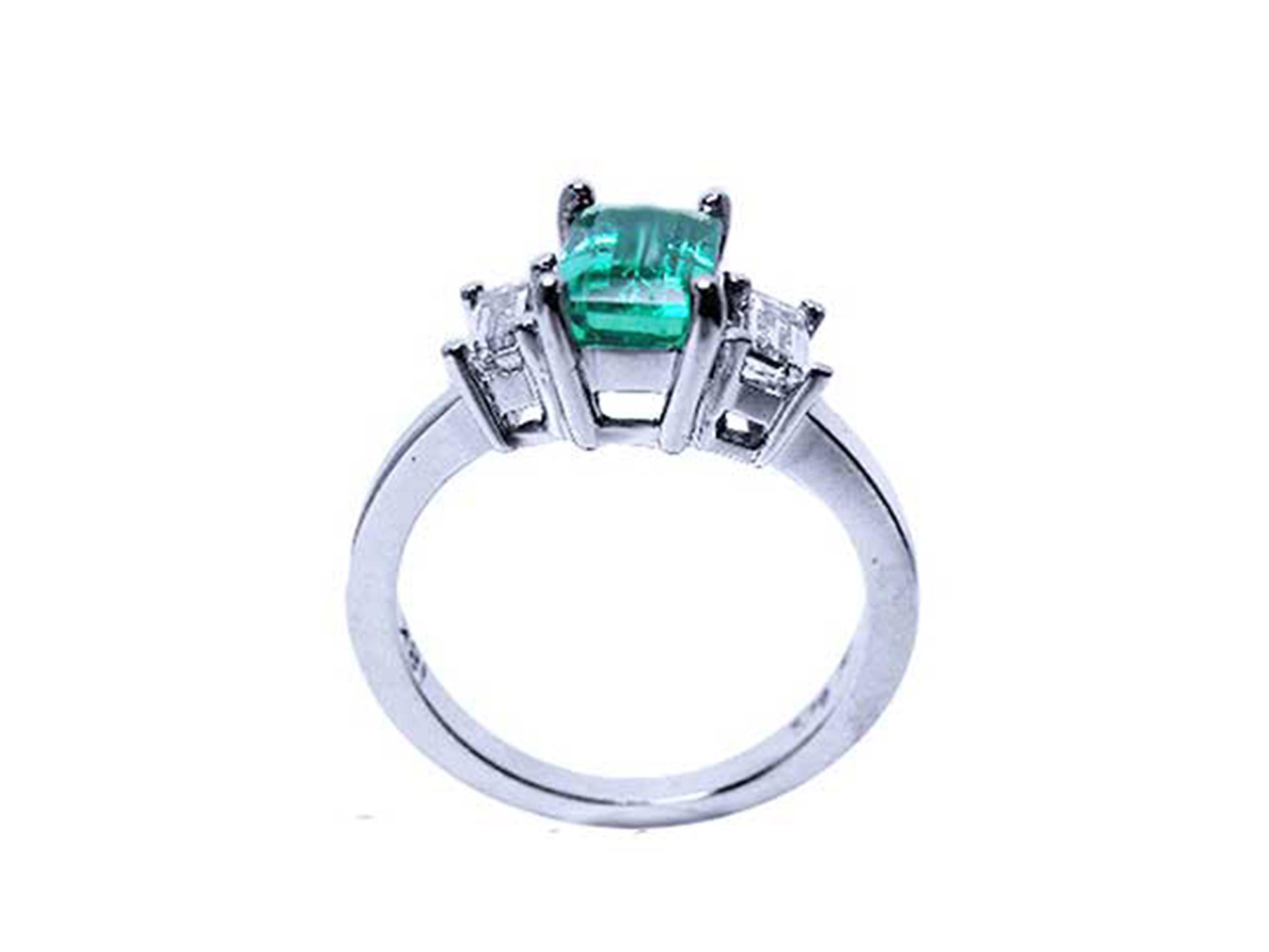 Natural emerald three stone rings