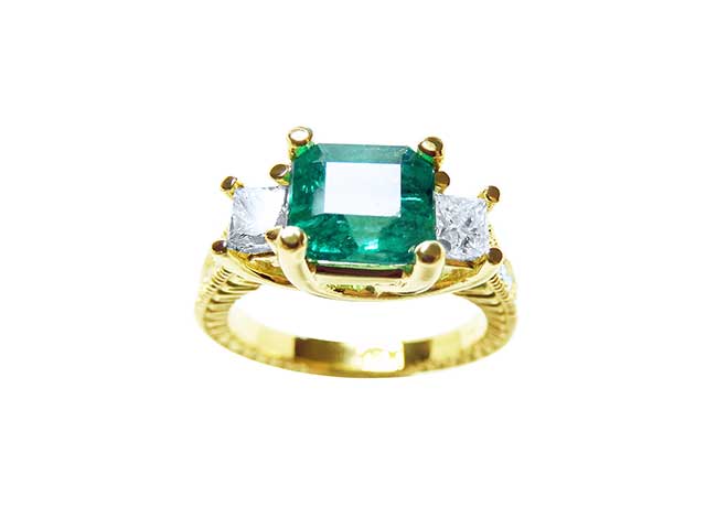 Ladies real emerald and diamond rings for sale