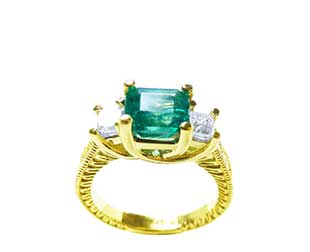 emerald and princess cut diamonds engagement ring