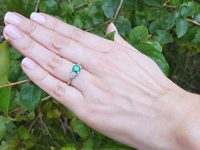 Genuine Colombian engagement emerald rings