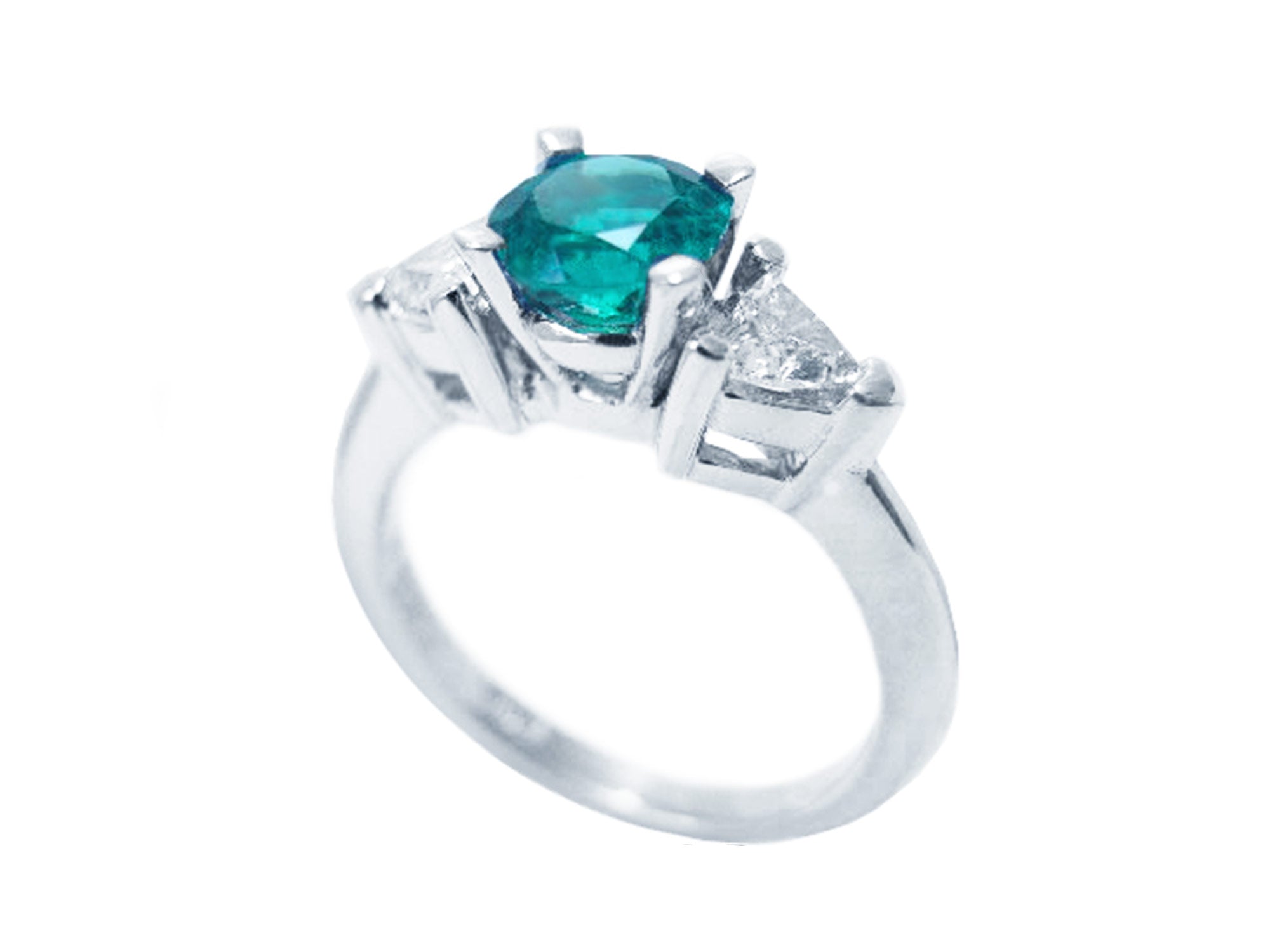 White gold emerald ring for women