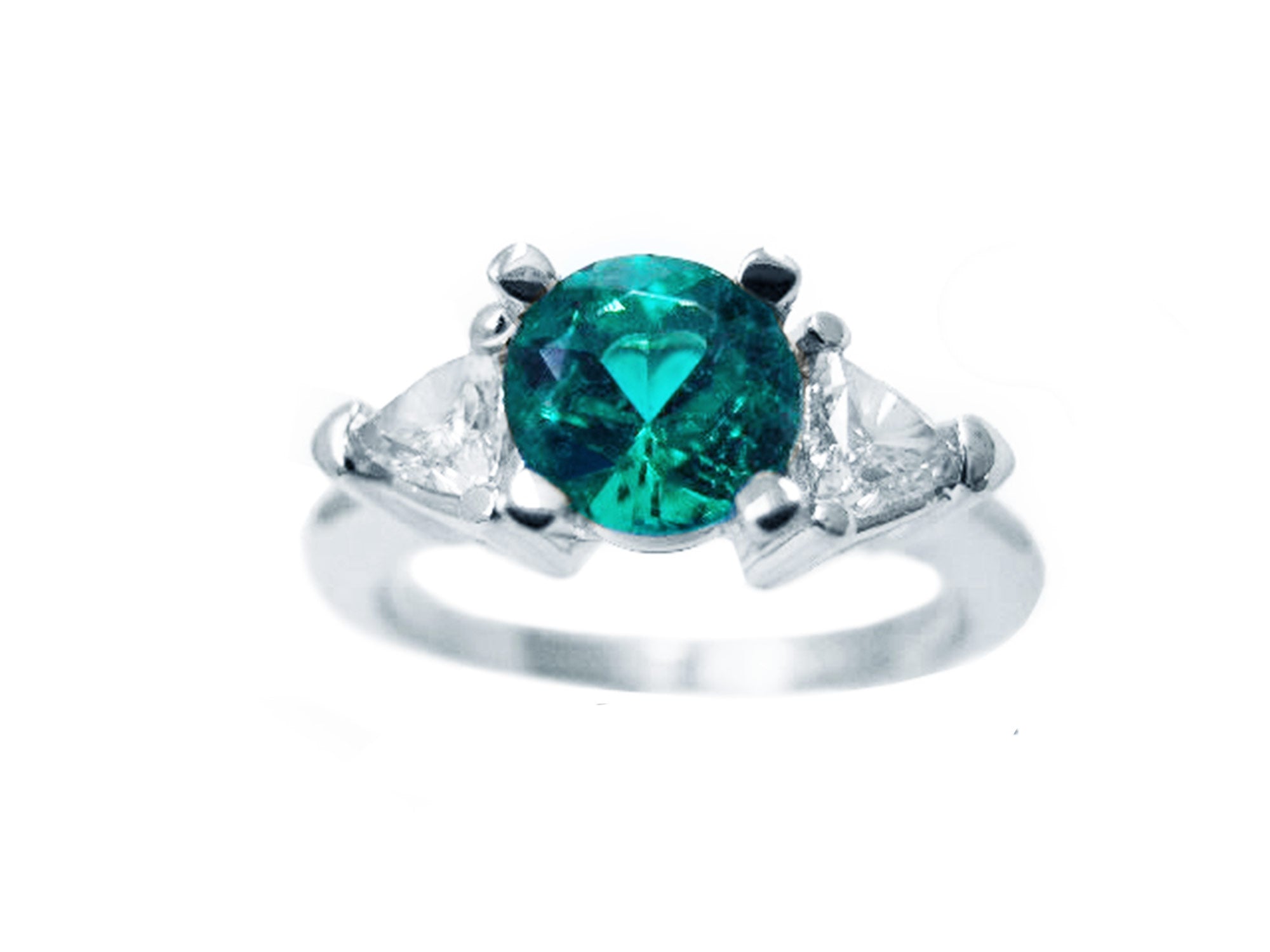 Round cut emerald ring for women