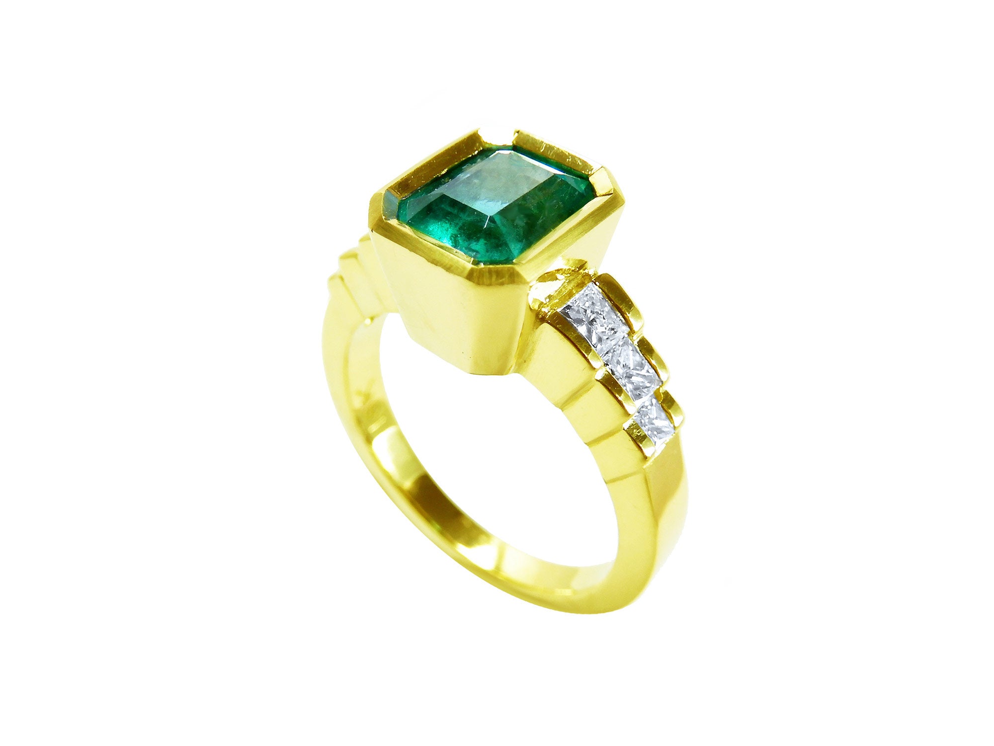 Emerald-cut emerald ring for women