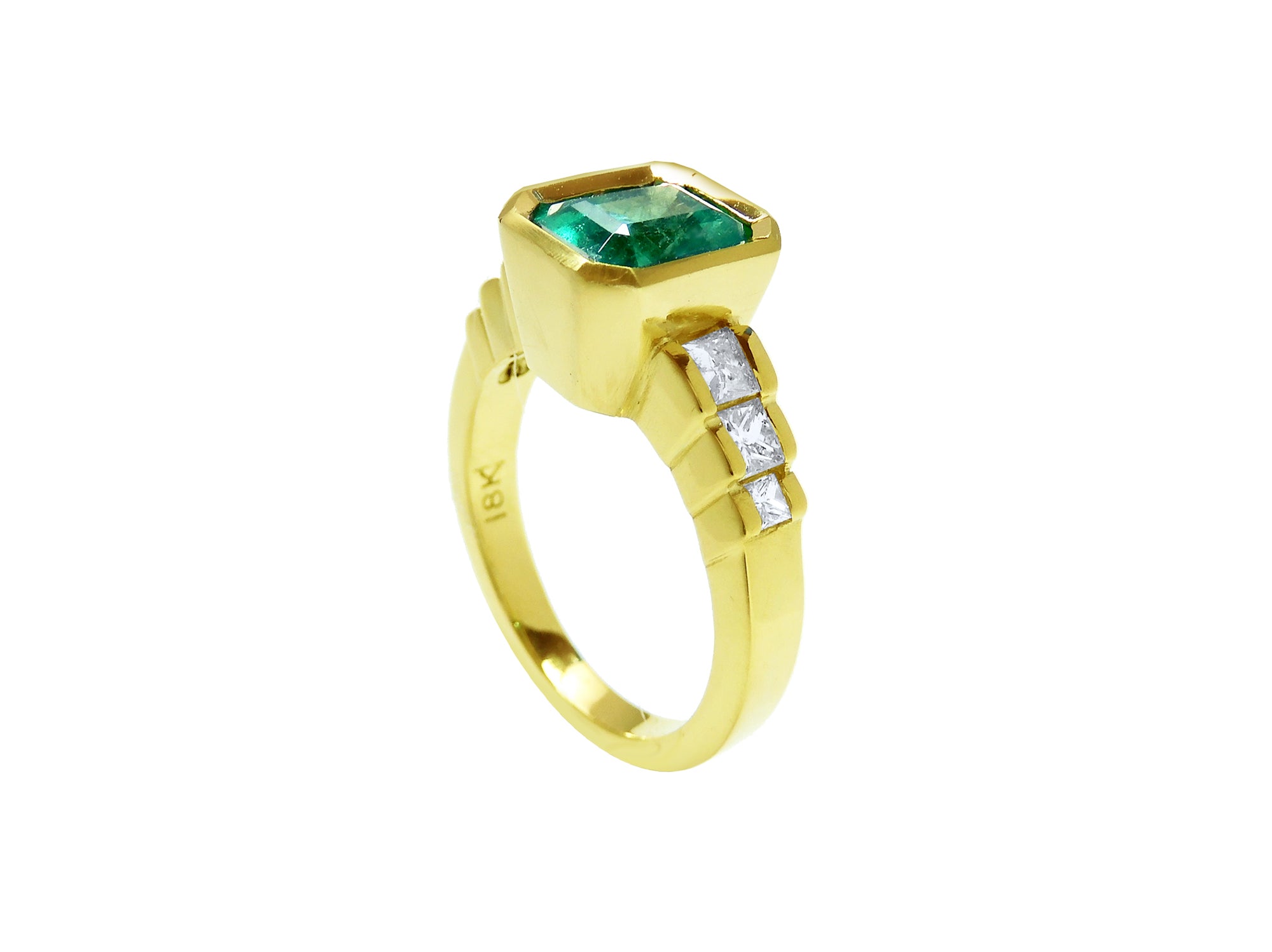 18k gold emerald ring for women