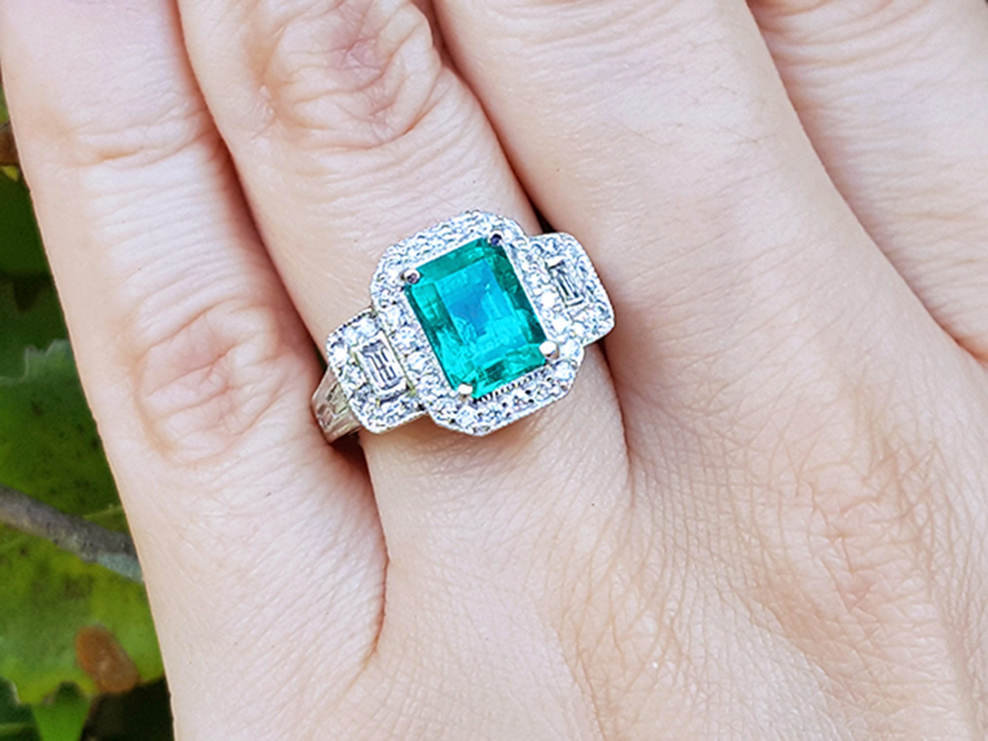 Emerald Engagement Ring white gold