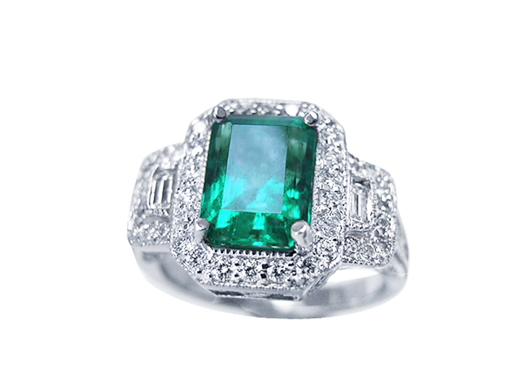 Natural Emerald Engagement Ring