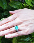 Cushion cut Colombian Emerald Ring