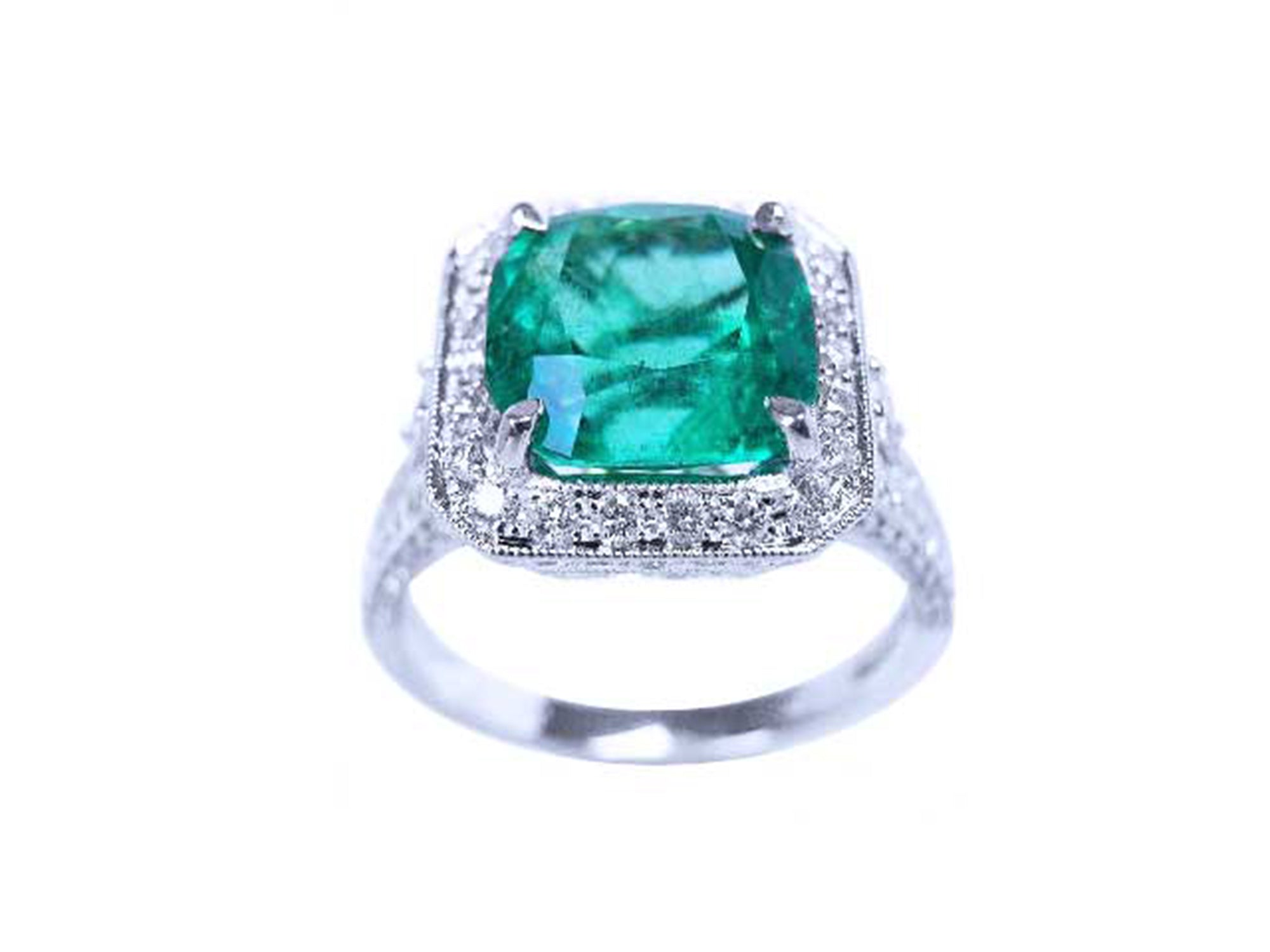 Cushion cut white gold ring for women