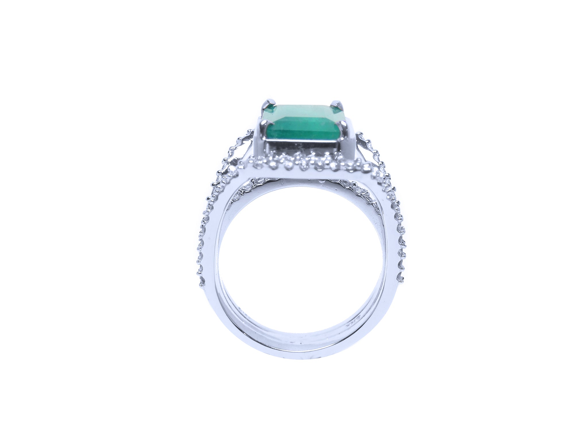 White gold emerald ring for women
