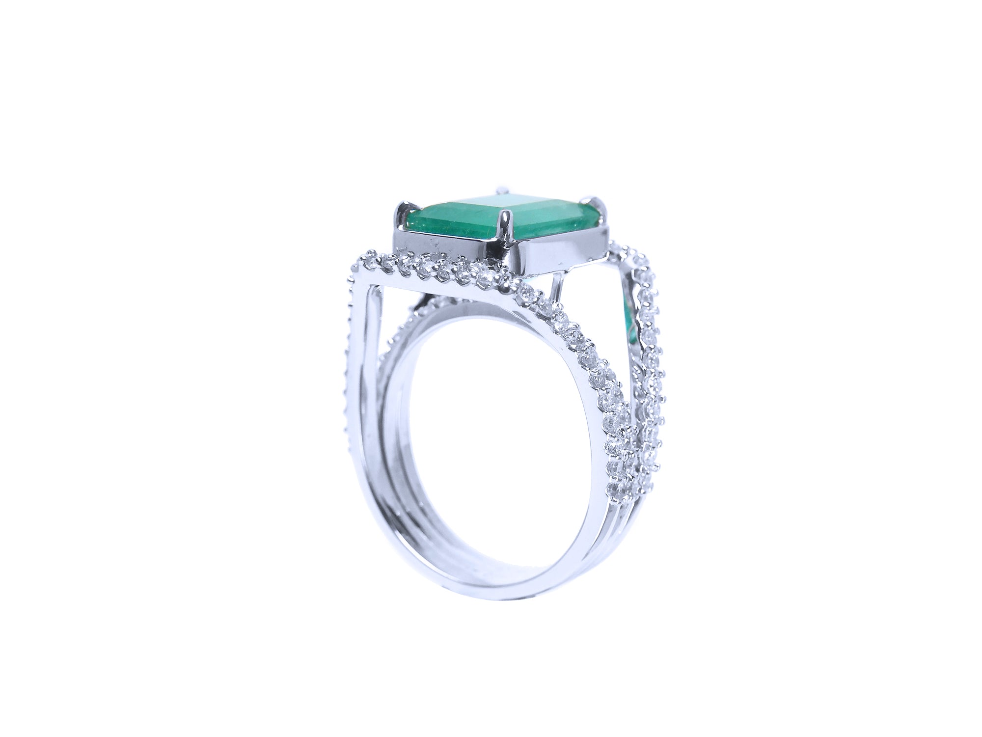 14k gold emerald women&#39;s ring