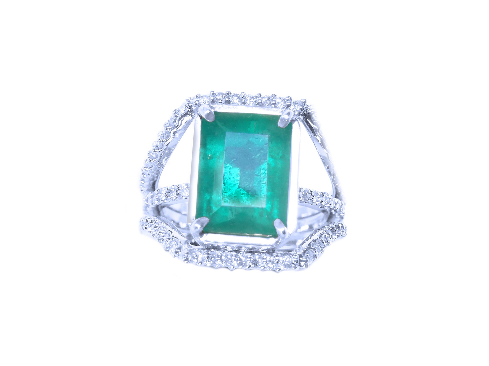 Emerald-cut emerald ring for women