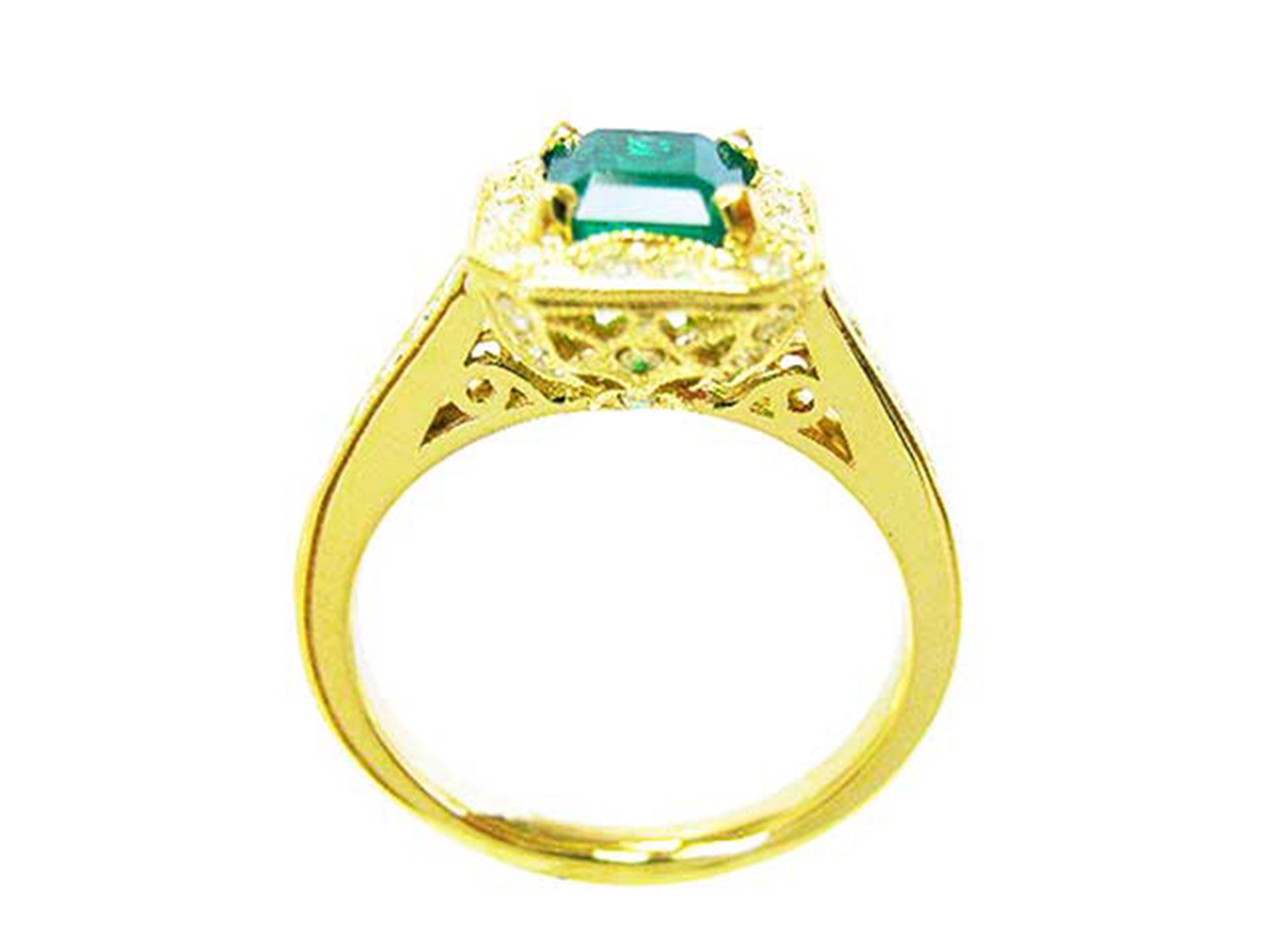 Yellow gold emerald ring for women
