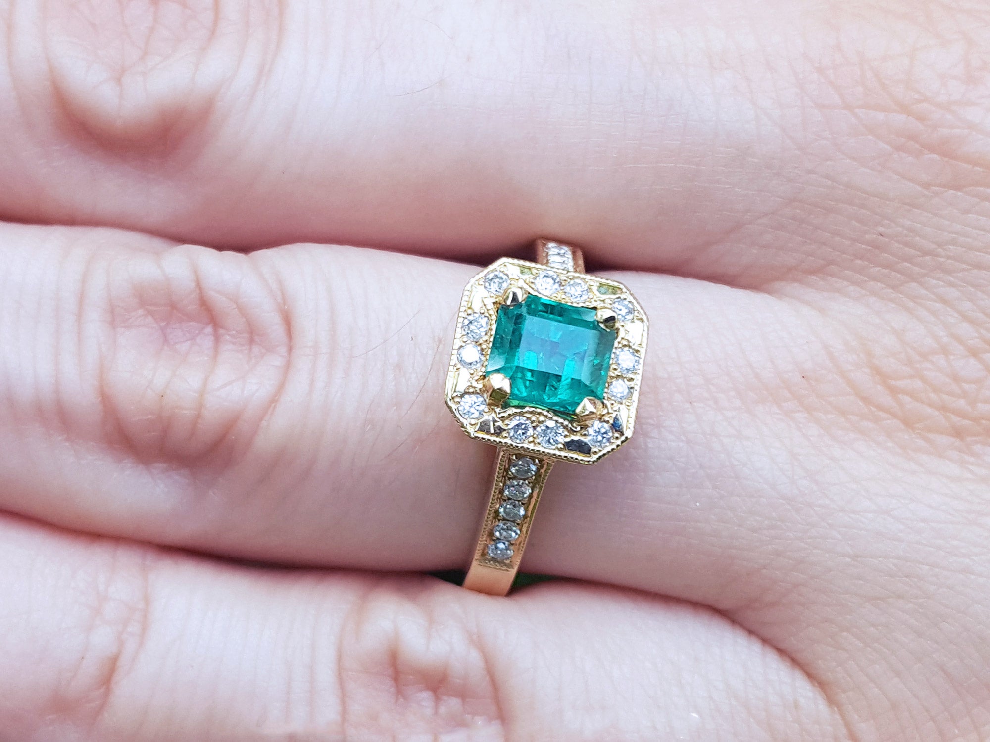 Emerald cut emerald ring for women