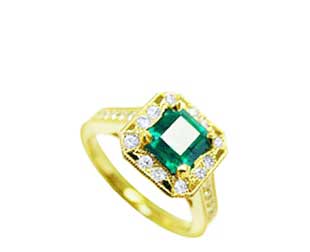 Natural emerald engagement ring