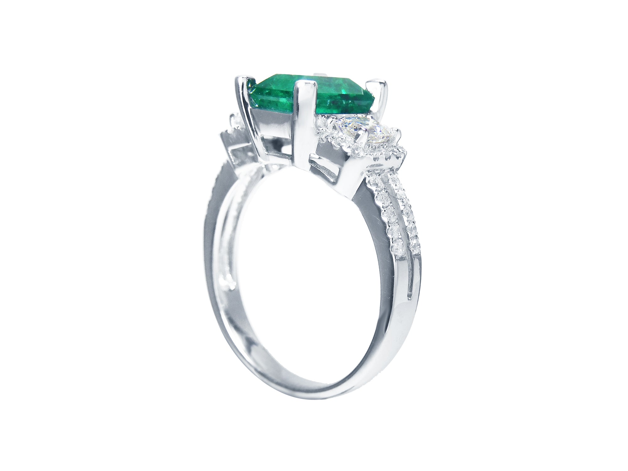 White gold emerald ring for women