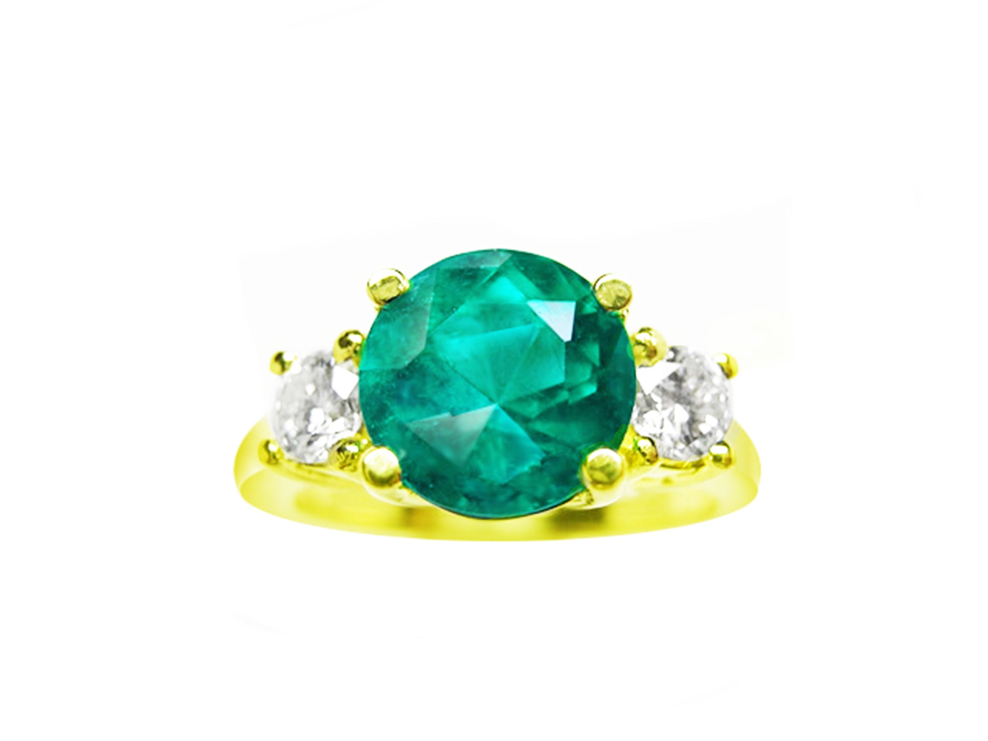 Natural round cut emerald ring for women