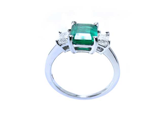 14K Solid gold emerald engagement rings