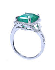 Deep green Colombian emeralds rings