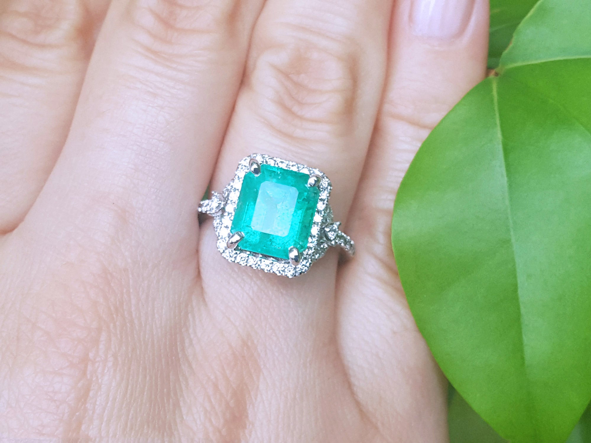 Brides' emerald engagement ring